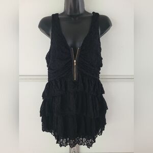 Moda International Black Angel Lace Tank size Large